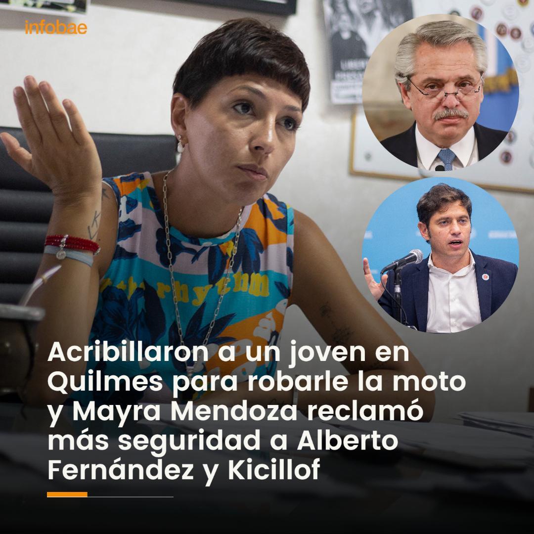 QUILMES: ACRIBILLARON A UN JOVEN PARA ROBARLE LA MOTO Y MAYRA MENDOZA RECLAMÓ MÁS SEGURIDAD A ALBERTO FERNÁNDEZ Y KICILLOF