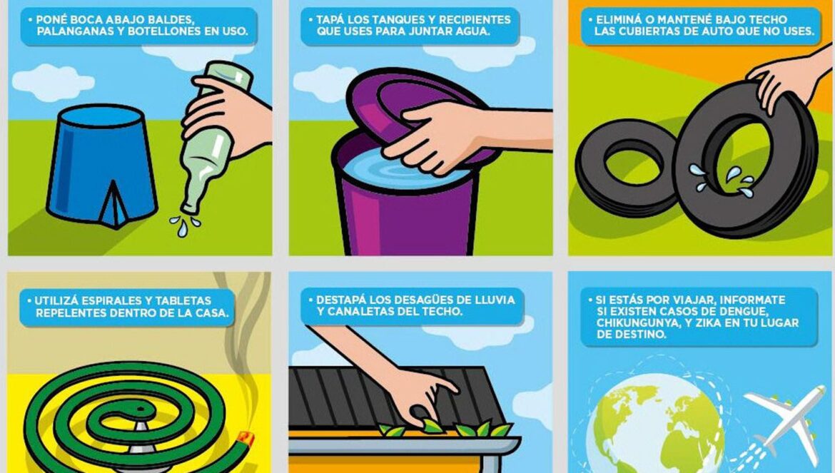 TIRAR RECIPIENTES Y MANTENER LIMPIOS JARDINES Y PATIOS PARA PREVENIR DENGUE, ZIKA Y CHIKUNGUNYA