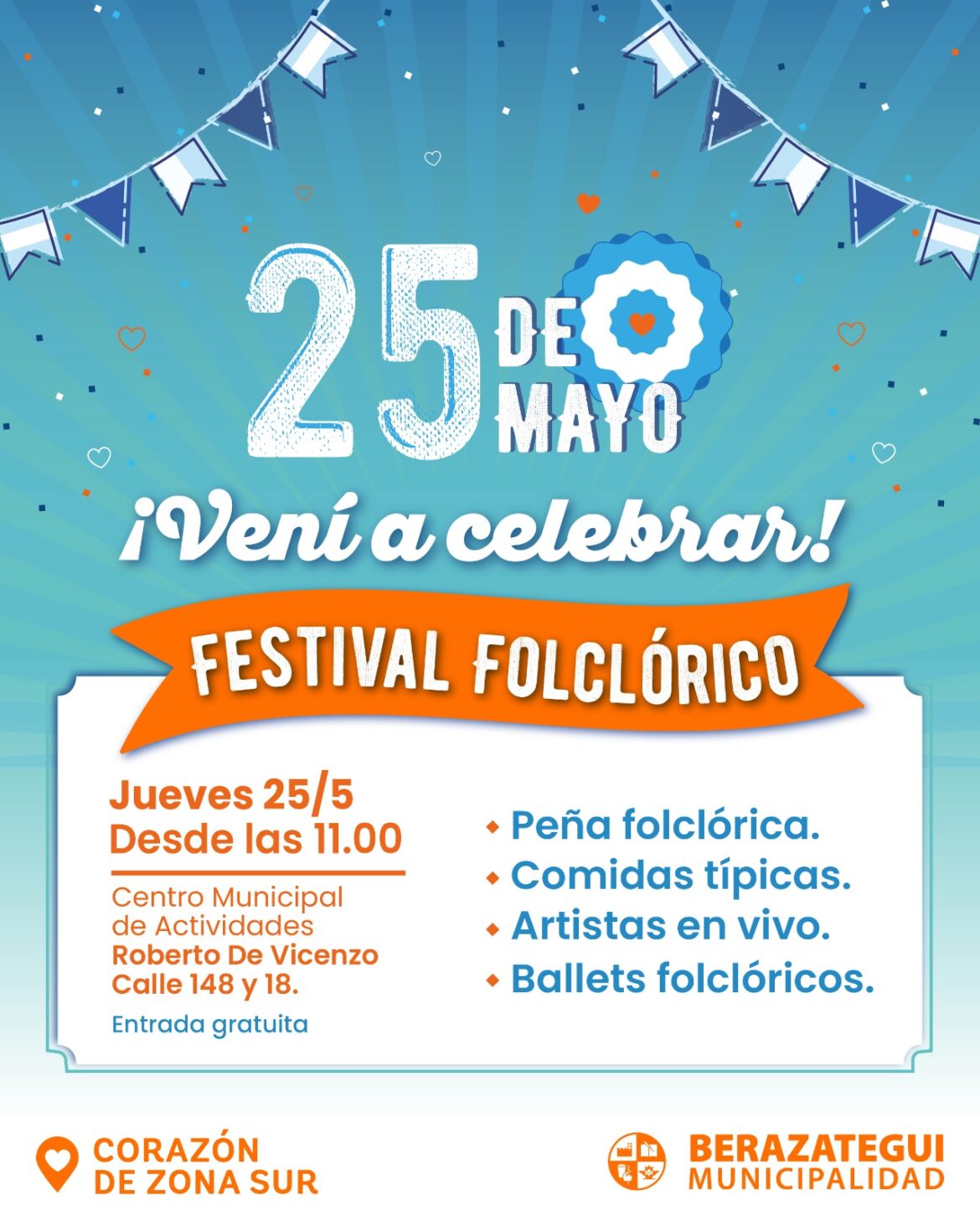 BERAZATEGUI CELEBRA EL 25 DE MAYO CON UN GRAN FESTEJO FOLCLÓRICO