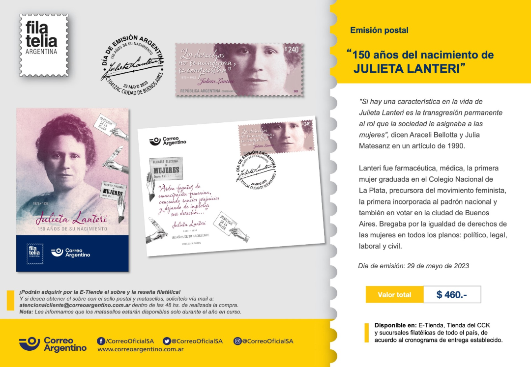 JULIETA LANTERI EN UN SELLO POSTAL