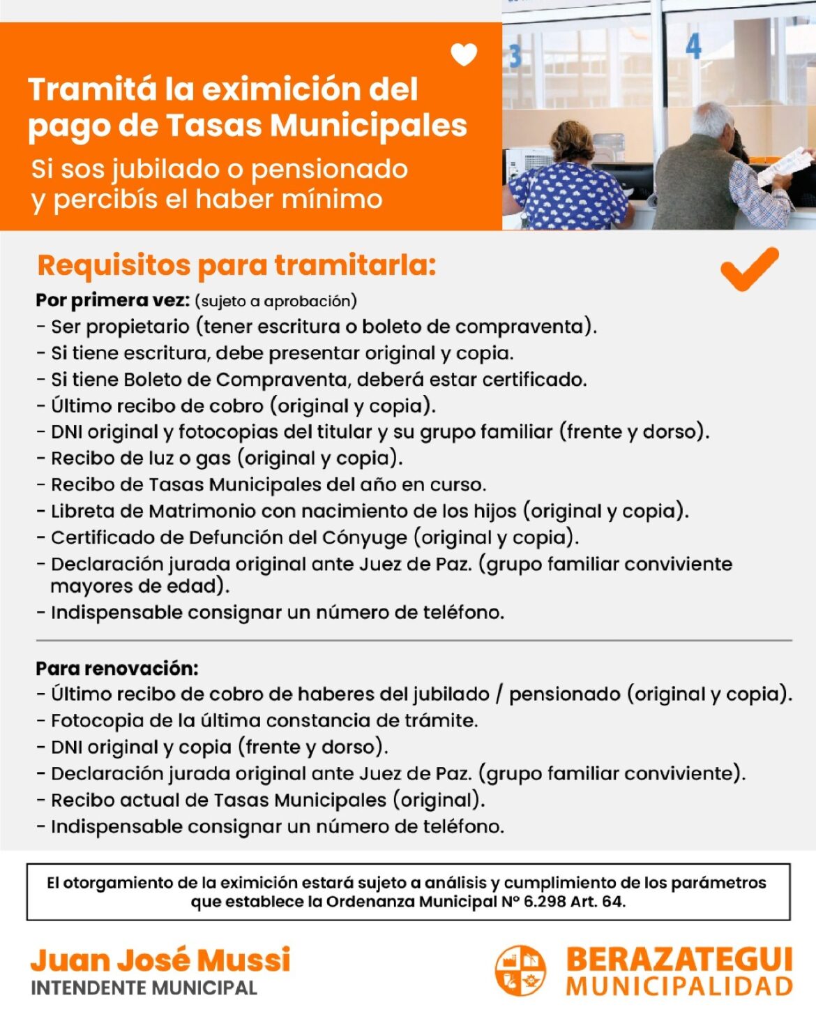 JORNADAS DE EXIMICIÓN DE PAGO DE TASAS MUNICIPALES